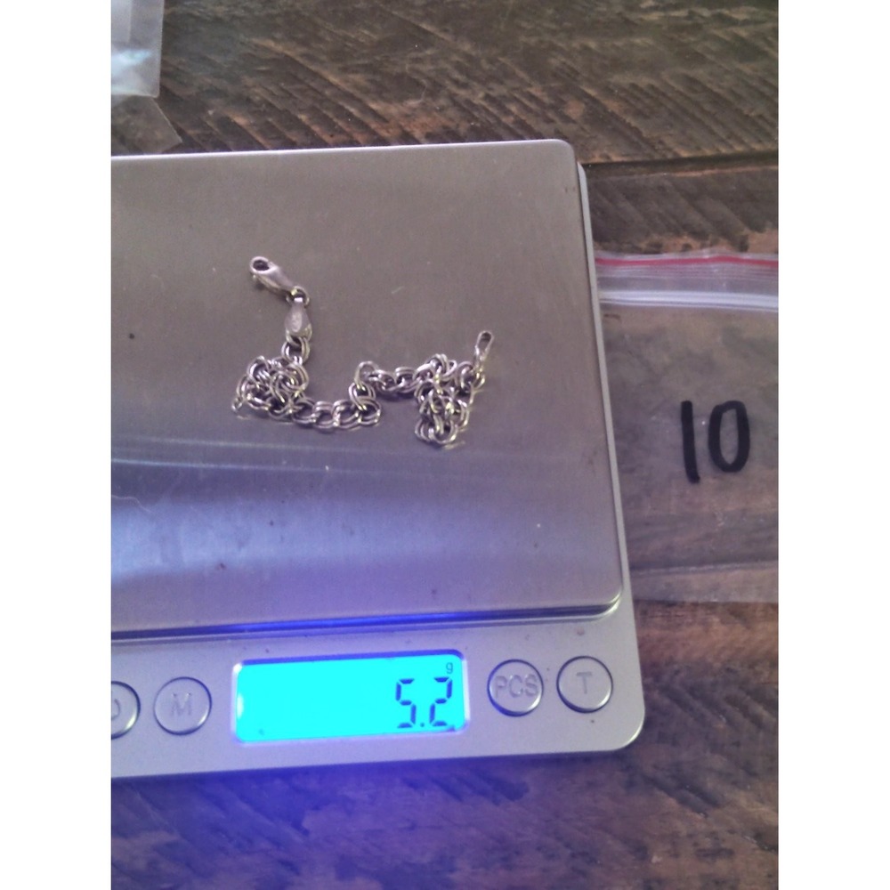 Vintage 925 Italy Double Link Charm Bracelet 7in 5.2g Lobster Sterling Silver